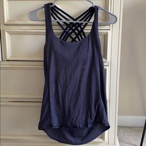 Lululemon open back navy tank top with bra